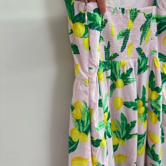 J. Crew Factory Women’s Plus Size Pink Lemon Novelty Printed Sleeveless Midi Dre - Picture 11 of 15